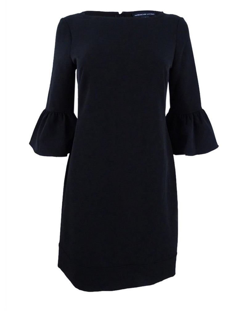 American Living Black Bell Cuff Shift Dress In Black - Size 8
